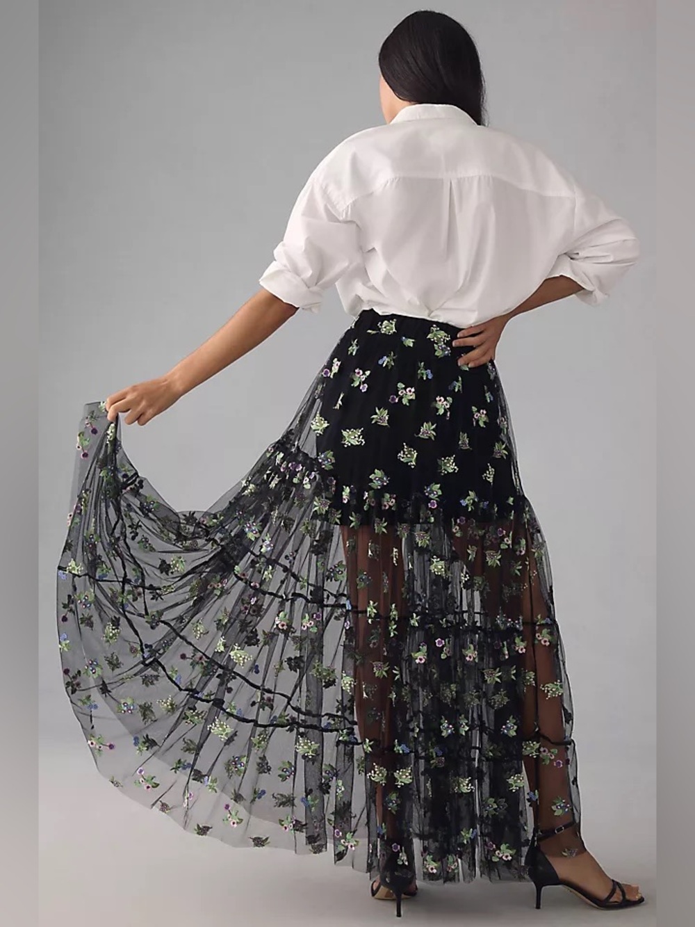 Anthropologie x Maeve Floral Embroidered Maxi Skirt